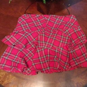 Red plaid skirt